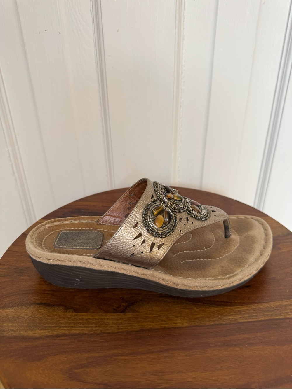 Clarks Metallic Bronze Beaded Thong Sandal